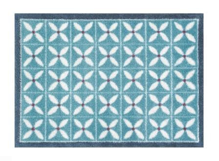 Turtle Mat Runner Flower Fields 75X120cm Blue - Dee Hardwicke design - Highly absorbent Indoor barrier mat with Multi-Grip backing A120DT