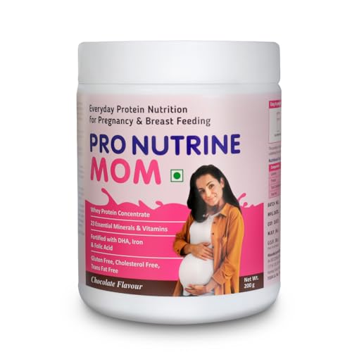 Image of PRO NUTRINE Mom Protein Powder for Pregnant Women | Chocolate Protein for Women | Sugar-Free Maternal Nutrition for Pregnancy & Breastfeeding | Premium Whey Protein for Lactating Mothers - 400g