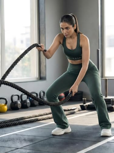 Image of BLINKIN Flared Gym Pants for Women's Workout - The Ultimate Yoga Pants | Workout Lowers | Gym Track Pants for Women with Side Pockets (4830)