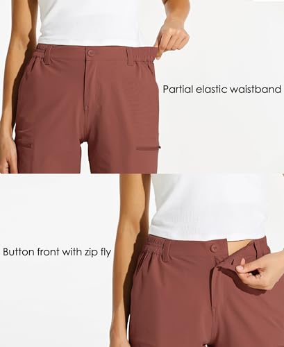 Willit Women's 10" Hiking Cargo Shorts Stretch Golf Active Long Quick Dry Outdoor Summer Shorts Cacao L