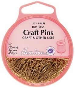 Hemline Rustless Brass Craft Pins for Sewing, Quilting, Embroidery, Holder, Dressmaking, Decorations, Accessories, and DIY Crafts - 20mm/450pcs