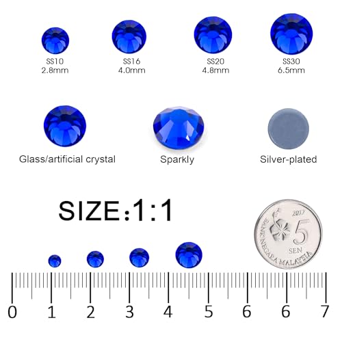 Image of Hotfix Rhinestones Bulk, 2880PCS Dark Blue Hot Fix Rhinestones for Clothes DIY Decoration Crafts, Dark Blue, SS30, 6.3-6.5mm