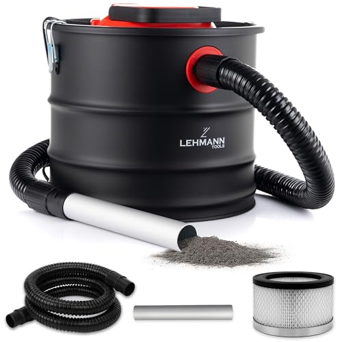 LEHMANN Aschesauger 18L - 1200W - Kaminsauger mit robustem Metalltank - HEPA-Filter im Metallgehäuse - Blasfunktion - Aschestaubsauger für hohe Temperaturen – ideal für Kamin, Pelletofen, Grill