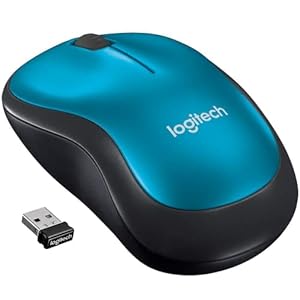 Logitech M185 Wireless Mouse, 2.4GHz with USB Mini Receiver, 12-Month Battery Life, 1000 DPI Optical Tracking, Ambidextrous, Compatible with PC, Mac, Laptop – Blue