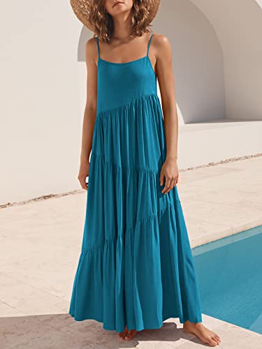 Image of ANRABESS Women Summer Casual Loose Sleeveless Sundress Spaghetti Strap Flowy Boho Linen Beach Vacation Maxi Long Dress