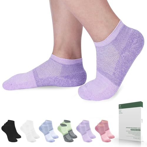 Bulinlulu Diabetic Socks for Women&Men,6 Pairs Low Cut Seamless Diabetic Socks,Non Binding Ankle Socks for Women Size 6-9| 9-11,Wide Socks(Medium,Bright Colors-6pairs)