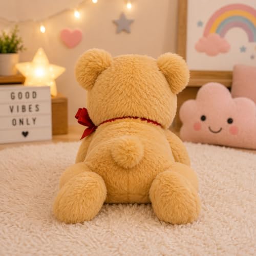 Image of Plush Sleepy Bear Stuffed Toy, 20 cm, Soft Velvety Material Brown