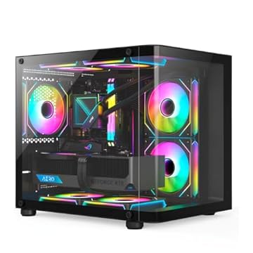 Gabinete Gamer com Frente em Vidro Curvo, Com 4 Ventoinhas RGB iclusas