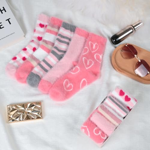 Image of SISOSOCK 5 Pairs Fuzzy Soft Cozy Comfy Socks Warm Birthday Gifts for Women