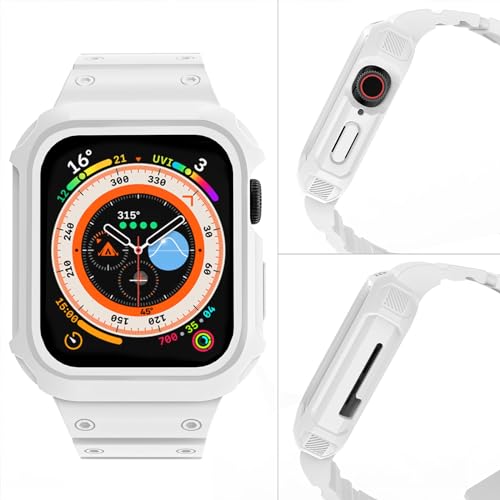 CRIS-BAND Bumper Bands Compatible with Apple Watch Band 45mm 44mm 42mm 41mm 40mm 38mm for Women Men, Water Shock-Proof Strap for iWatch Apple Watch Band with Case for Series 9 8 7 6 SE 5 4 3 2 1