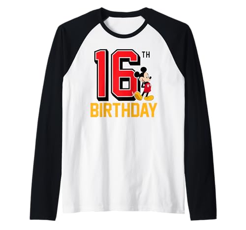 Disney Mickey Raglan Baseball Tee T-shirt Anniversaire 16 Ans Vintage