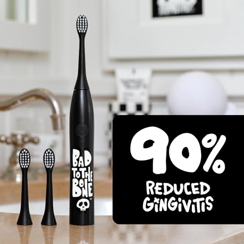 Image of Made by Dentists Sonic X Electric Toothbrush - Rechargeable Kids Sonic Toothbrush, 8X Plaque Removal, 2 Speed Modes, 2-Minute Timer 6 Brush Heads Included, Tweens Ages 7+, Bad to The Bone Edition
