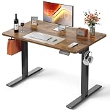 FEZIBO Electric Standing Desk 100 X 60 cm Heigh Adjustable Standing desk, Ergonomic Home Office Desk for sit stand Table with Splice Board & Rustic Wood Grain Surface