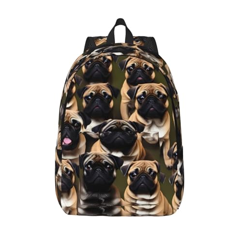 Sac à dos imprimé Pug avec compartiment ordinateur portable