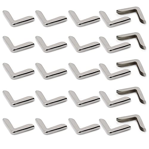 Image of 100Pcs Book Scrapbooking Album Menu Folder Protectors - Metal Corner Protector Cover for Protecting Book and Scrapbooking Corners, Silver