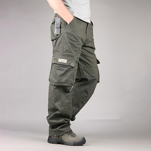 Men's Casual Cargo Pants Workout Joggers Straight Sweatpants Hiking Drawstring Tactical Pants with Multi Pockets3