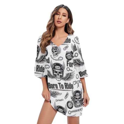 Robe crâne vintage en mousseline fluide pour dissimuler les rondeurs avec style et confort
