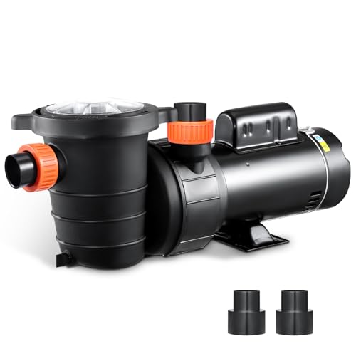 VEVOR Above Ground Pool Pump, 1.5HP/0.35HP, Dual Speed Swimming Pool Pump, High 110 GPM 54 ft Lift, Low 52 GPM 14 ft Lift, 110V 3450 RPM with Strainer Basket, 122°F Max Water Temp, for Hot Tubs Spas