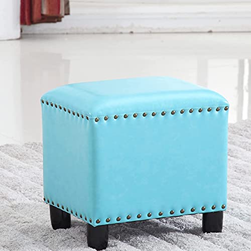 Reposapiés plegable, taburete cuadrado pequeño otomano, reposapiés tapizado vintage, reposapiés acolchado, taburete de madera, asiento acolchado para dormitorio, sala de estar, D 40 x 32 x 40 cm