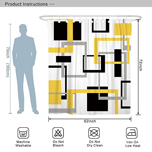 Desihom Yellow Black Geometric Shower Curtain Set Neutral Abstract Shower Curtains For Bathroom Modern Bathroom Decor Polyester Fabric-62" X 72" #TOP6