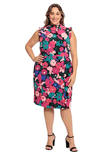 Image of Maggy London Womens Ruffle Neck and Armhole Sheath Dress
