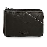 Pepe Jeans Striking Monedero con Tarjetero Negro 11x7x1,5 cms Piel