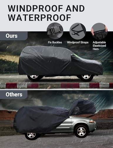 Image of Car Cover 6 Layers All Weather Waterproof Sun Rain UV Dust Car Protection Outdoor Covers Compatible with Ford Escape