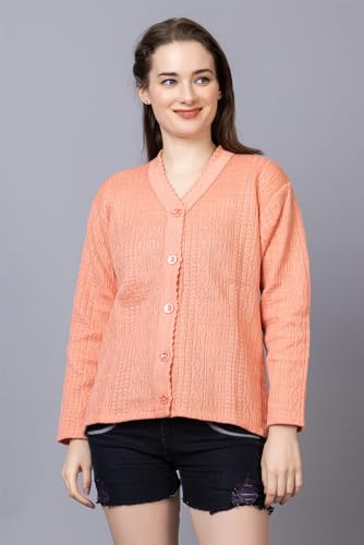 Image of Wear lusso Women Sweater for Winter Woolen Acrylic Full Sleeves V Neck Stylish Design Cardigan Girls /Ladies