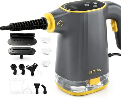 Image of Handheld Steam Cleaner for Home with LED Display, 15-Pcs Set, Gray