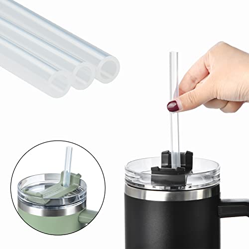 8 Pack Replacement Straws for 40 oz Stanley Adventure Travel Tumbler Cup, Reusable Clear Silicone Straws with Cleaning Brush, Compatible with Stanley 40oz 30oz 20oz 14oz Stanley Water Jug, 12inch