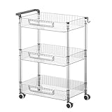 Transparenter Rollwagen mit 3 Ebenen, vielseitiger Acryl-Aufbewahrungs-Organizer für Badezimmer, Küche und Büro, mobiler Trolley mit Rädern für stilvolle Organisation zu Hause und platzsparende