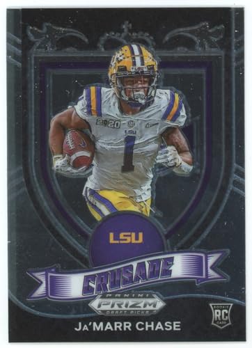 2021 Panini Prizm Draft Picks #162 Ja'Marr Chase LSU Tigers Crusade RC Rookie Card Official NCAA Football Trading Card in Raw (NM or Better) Condition