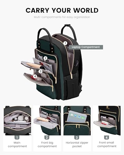 Image of LOVEVOOK Laptop Backpack Purse for Women, 15.6 inch Laptop Bag for Travel with USB Port, Water Resistant Lightweight Daypacks for College Work Business, Nurse Teacher Computer Backpacks