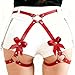 BAQOEYII Punk Leather Thigh Straps,Punk Leather Thigh Harness,Body Harness Belt for Gothic Nightclub Dress, Party Garter Belts for Women and Girls (red)