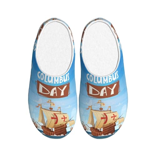 Happy Columbus Day Adult Cotton Slippers For Women Men