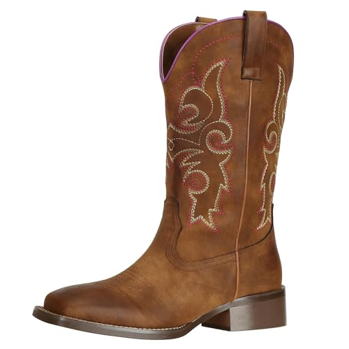 SheSole 2 Pairs of Square Toe Cowboy boots for Women US Size 8