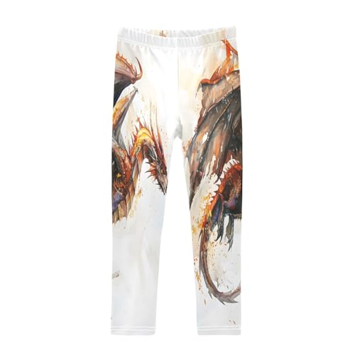 Toddler Girls Leggings Printed Yoga Pants Leggings Watercolor Flying Dragon for Kids