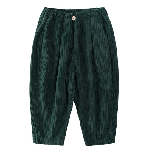 Pantalon baggy garçon en velours à taille élastique anti-serrage