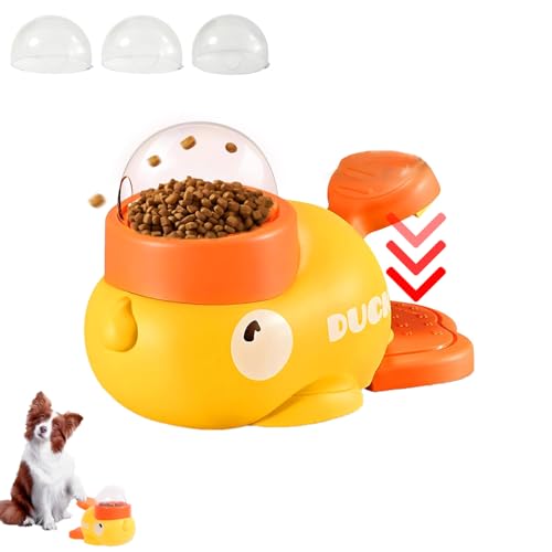 犬 おもちゃ 知育 回す 押すと出る 猫犬用知育玩具 餌入れ 玩具 2in1 可愛い アヒル形 ペット 給餌器 犬 知育玩具 おしゃれ 大容量 早食い防止 ペット 餌やり機 水洗可能 運動不足対応 留守番用 インタラクティブ娯楽