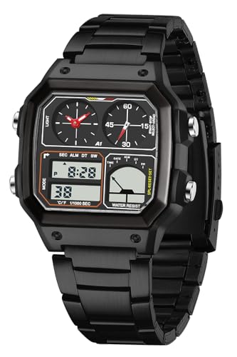 Montre à quartz numérique étanche homme avec alarme et chronomètre multifonction