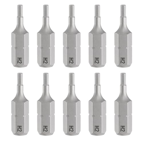 Image of sourcing map 10pcs H2.0 Hex Screwdriver Bit 1/4" Hex Shank 25mm/1" Length Magnetic Hexagon Head S2 Steel Screw Driver Bit