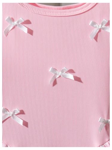 Verdusa Girl's Cute Bow Gingham Plaid Tank Dress High Waisted A Line Ruffle Short Dresses4