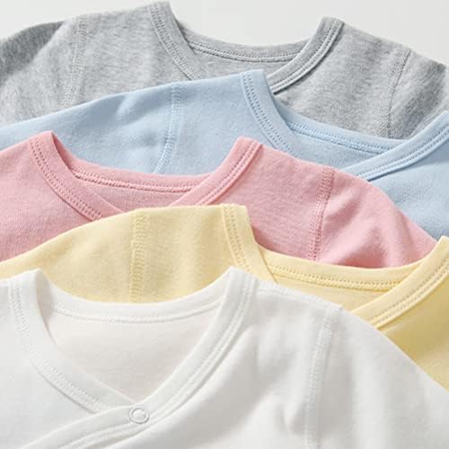 Baby Long Sleeve Side-snap Cotton Shirt Unisex Newborn Girls Boys Kimono Tee Shirts Top