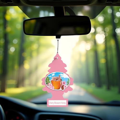 Image of Little Trees Cherry Blossom Honey Air Freshener | Fruity Floral Fragrance | Iconic Tree Hanging Design | For Car, Home, Wardrobe | Imported from USA