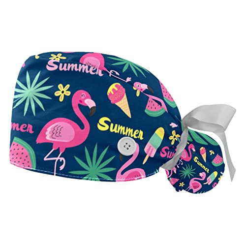 Casquettes de travail flamant rose et pastèque pour cuisine