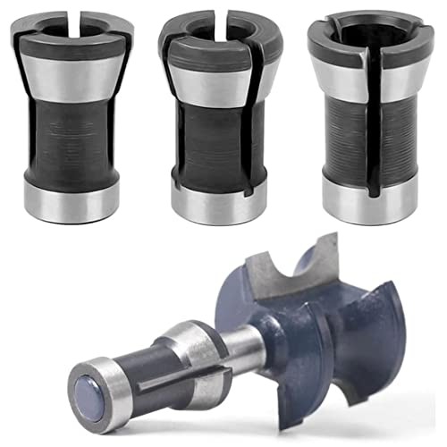 Seonfook 6Pcs Router Collet Adapter 6Mm 1/4" 8Mm Steel Collets Trimmer Clamping Collet Adaptors Chuck Router Bit For Woodworking Engraving Trimming Machine Tool #TOP4