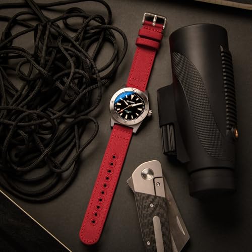 Archer Watch Straps - Canvas Quick Release Watch Bands (Carmine Red, 22mm)