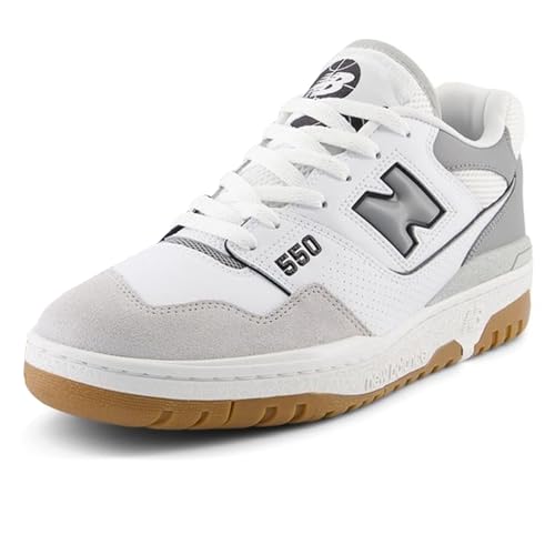 New Balance Men's 550 Sneakers, White/Grey, 9.5 Medium US