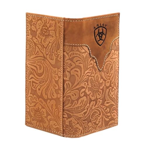 ARIAT Men's Genuine Leather Floral Embossed Rodeo Wallet2