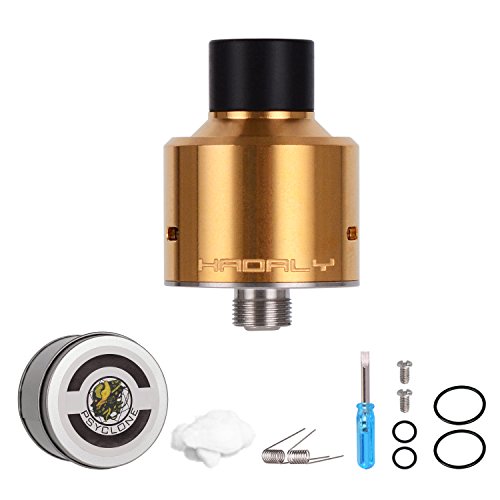 Wolfteeth RDA Clone Hadaly 22mm, Dripping Atomiseur Dual Coil, Trou d'air réglable, Sans Nicotine Ni Tabac, Or 121103 Cover